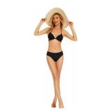 Leovqn Period Swimwear Leakproof Menstrual Bikini Waterproof Bottom UPF 50+ Swim Brief Light Flow - Teens Girls Women_Dark Black_L