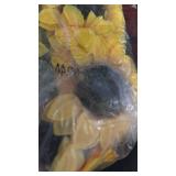 Laelfe Artificial Sunflower Flowers Long Stem Silk Fake Large Sunflowers Decoration for Outdoor Home Wedding Baby Shower Birthday Party Single Bulk Yellow Decor (Dark Center)