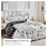 Lekesky Reversible Duvet Cover King Size, White Black Tree Branch Pattern Comforter Cover King 3pc Super Soft Microfiber Breathable Botanical Bedding Sets with Zipper Ties