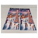 Christmas Scene Holiday Hand Towels, Set Of 2