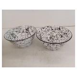 Redco set Of 2 Enamel 4qt Salad Bowls, Black Splatter