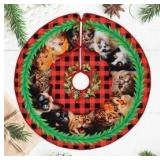 Lace-up Kitten Red Xmas Tree Skirt - 36 Inch