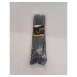 16-inch Premium Black Cable Ties - 100 Pack, Black