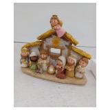 Holiday Decor Set - Nativity Scene & Gold Sequin Tree Skirt