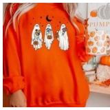 Halloween Ghost Trio Crewneck Sweatshirt- Size 2Xl