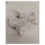 White Glittered Dove Ornaments with Feather Tails, Clip or Hang- Lot Of 4
