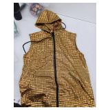 Gold Metallic Sleeveless Hoodie Size Med