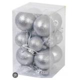 Silver Glitter Christmas Ball Ornaments