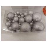 Silver Glitter Christmas Ball Ornaments