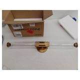 Modern Glass and Brass Wall Light Fixture by Luminzone