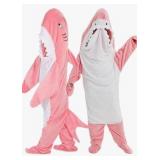 NAFLEAP Wearable Blanket Hoodie, Pink Shark, Small