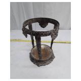 Ornate Silver-Plated Plant Stand with Embossed Floral Design