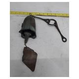 Antique Bronze Bell with Iron Clapper and Mounting Hardware