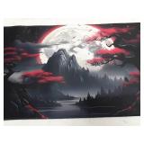 Extended Gaming Mouse Pad - Dark Mountain Moonscape Design