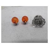 Decorative Glass Cabinet Knobs - Amber and Clear Set
