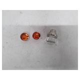 Decorative Glass Cabinet Knobs - Amber and Clear Set