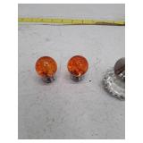 Decorative Glass Cabinet Knobs - Amber and Clear Set