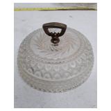 Cut Glass Dome Cover with Brass Handle