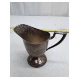 Hammered Metal Creamer Pitcher with Art Deco Handle