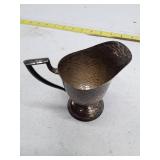 Hammered Metal Creamer Pitcher with Art Deco Handle