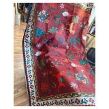 $90 Christmas Rug 8x10 Washable Non Slip Stain Resistant Red