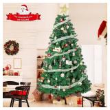 Christmas Tree 6ft, Artificial with 800 Branch Tips, Easy Assembly