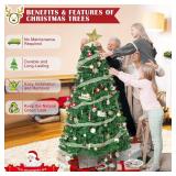 Christmas Tree 6ft, Artificial with 800 Branch Tips, Easy Assembly
