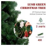 4FT Premium Xmas Tree, 450 PVC Tips & Metal Stand, Green