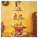 $182 5.15Ft Christmas Tree, Wooden Christmas Village, 5 Tier