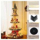$182 5.15Ft Christmas Tree, Wooden Christmas Village, 5 Tier
