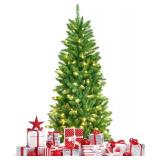 $70 GOFLAME 5 ft Pre-lit Christmas Tree with 150 Lights, Sturdy Stand