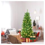 $70 GOFLAME 5 ft Pre-lit Christmas Tree with 150 Lights, Sturdy Stand