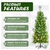 $70 GOFLAME 5 ft Pre-lit Christmas Tree with 150 Lights, Sturdy Stand