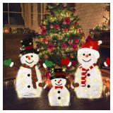 2 piece- 30.3 Lighted Xmas Yard Decor 3pcs Snowman Family Outdoor