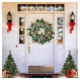 $59 Pine Cone Christmas Wreath With Lights, Berries, Balls Decor