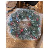$59 Pine Cone Christmas Wreath With Lights, Berries, Balls Decor