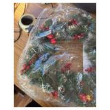 $59 Pine Cone Christmas Wreath With Lights, Berries, Balls Decor