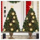 $50 Juegoal 2 Pack Pre-Lit 3 FT Christmas Trees, 8 Lighting Modes