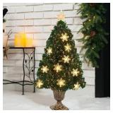 $50 Juegoal 2 Pack Pre-Lit 3 FT Christmas Trees, 8 Lighting Modes