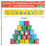 200 Pcs Xmas Slap Bracelets, Santa Claus, Trees, 20 Styles
