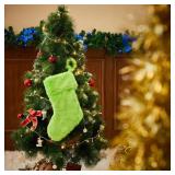 Christmas Stockings 14 Inch Faux Fur Gift Bags (Green)