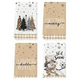Artoid Mode Snowman Xmas Trees Kitchen Towels, 18x26", Set of 4