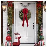 Red Velvet Xmas Tree Bows 3 Large 12x33 Inch Vintage Holiday
