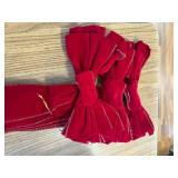 Red Velvet Xmas Tree Bows 3 Large 12x33 Inch Vintage Holiday