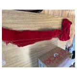 Red Velvet Xmas Tree Bows 3 Large 12x33 Inch Vintage Holiday