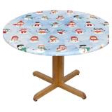 Christmas Snowman Winter Elastic Tablecloth, Fits 40-44" Round