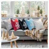 Elife 18x18 Snowflake Cotton Linen Pillow Covers, 1 Pair, White