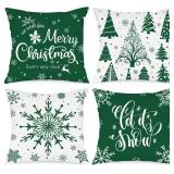Lanpn Christmas Pillow Covers 18x18 Set of 4 - Green