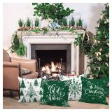 Lanpn Christmas Pillow Covers 18x18 Set of 4 - Green