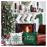 Lanpn Christmas Pillow Covers 18x18 Set of 4 - Green